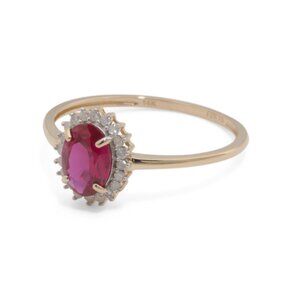 GEMOLIO Ruby/Diamond/Gold 14kt Gold Lab Grown Ruby And Diamond Ring